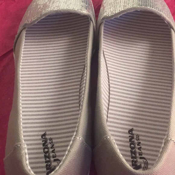 Grey & silver sequined slip on shoes. - Picture 4 of 4